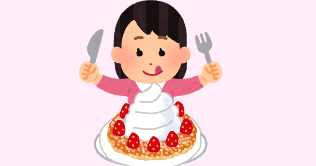 1人でパンケーキを食べる様子